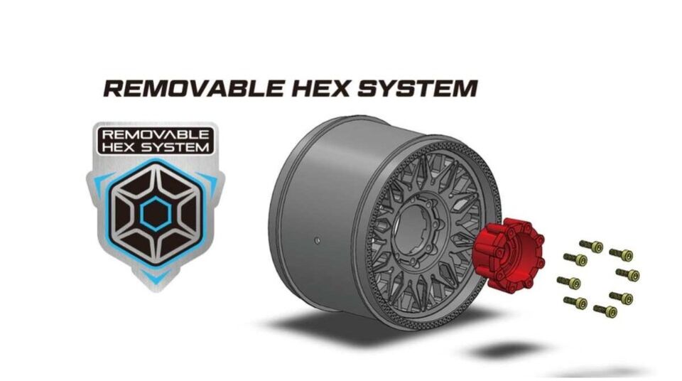 MT UPHILL 1/8 Monster Truck Tire Set  Black Wheels  Removable HEX 17mm 4 Adet