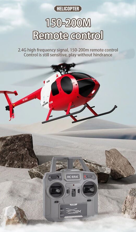 C189 MD500 RC Helicopter RTF Kırmızı