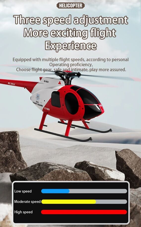 C189 MD500 RC Helicopter RTF Kırmızı