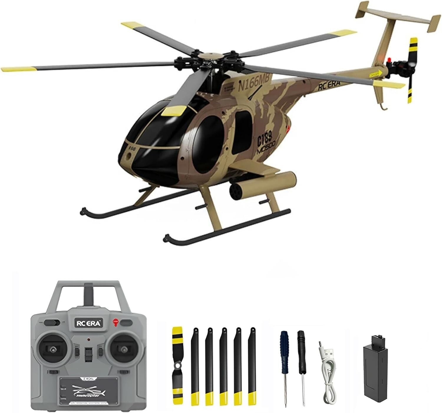 C189 MD500 RC Helicopter RTF Kahverengi