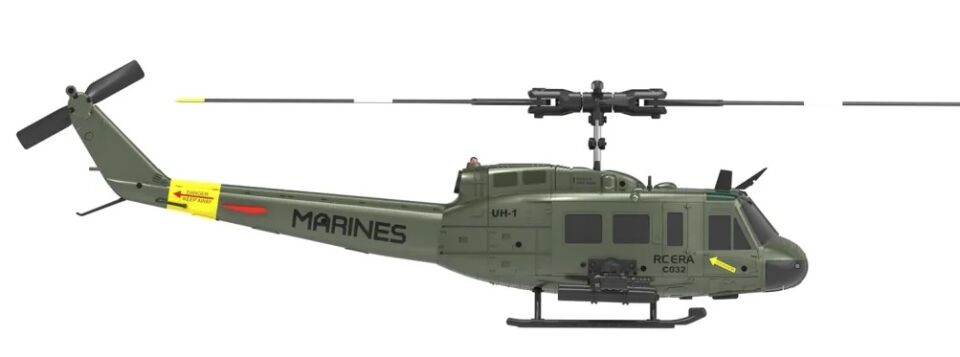 C032 UH-1 Huey 6CH Brushless RC Helicopter with Gyro/3D Flight RTF Yeşil