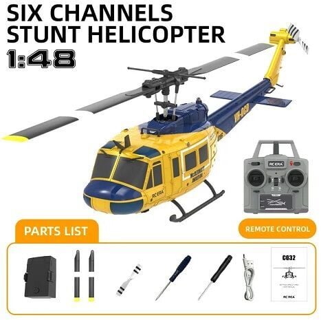 C032 UH-1 Huey 6CH Brushless RC Helicopter with Gyro/3D Flight RTF Sarı