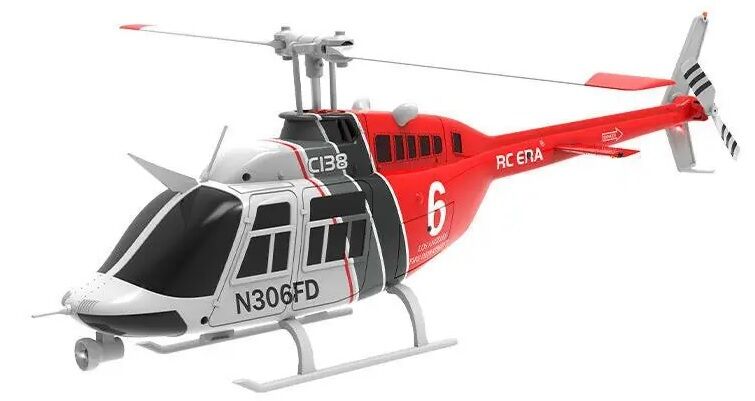 C138 Bell 206 Gyro Stabilized Scale RC Helicopter Jet Ranger RTF Kırmızı