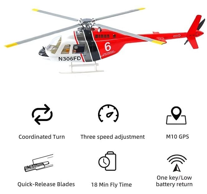 Bell 206 ACE 6CH RC GPS Stabilized 4 Rotor Scale Helicopter