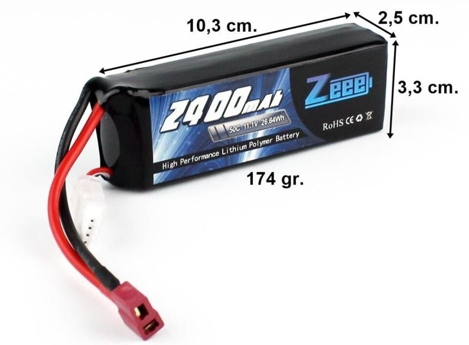 2400Mah 11.1V 3S 50C Lipo Batarya