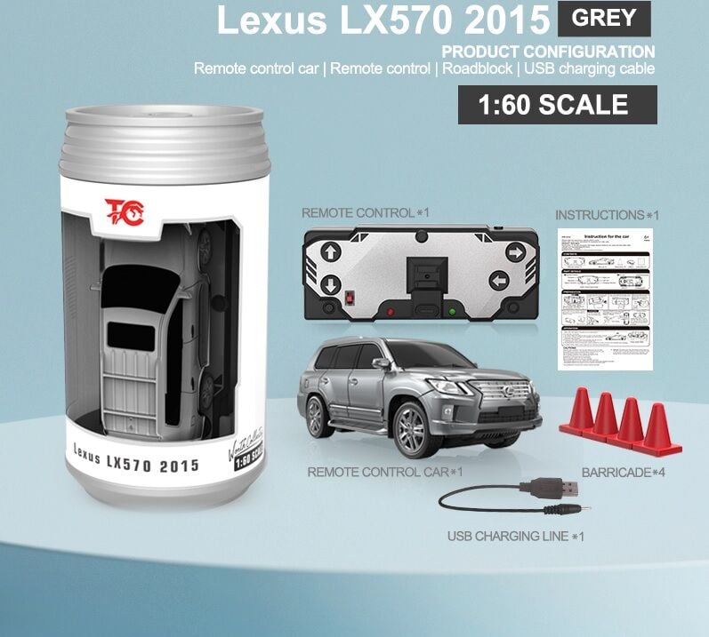 1/60 RC Lexus LX570 Uzaktan Kumandalı Kutu Kola Araba Gri