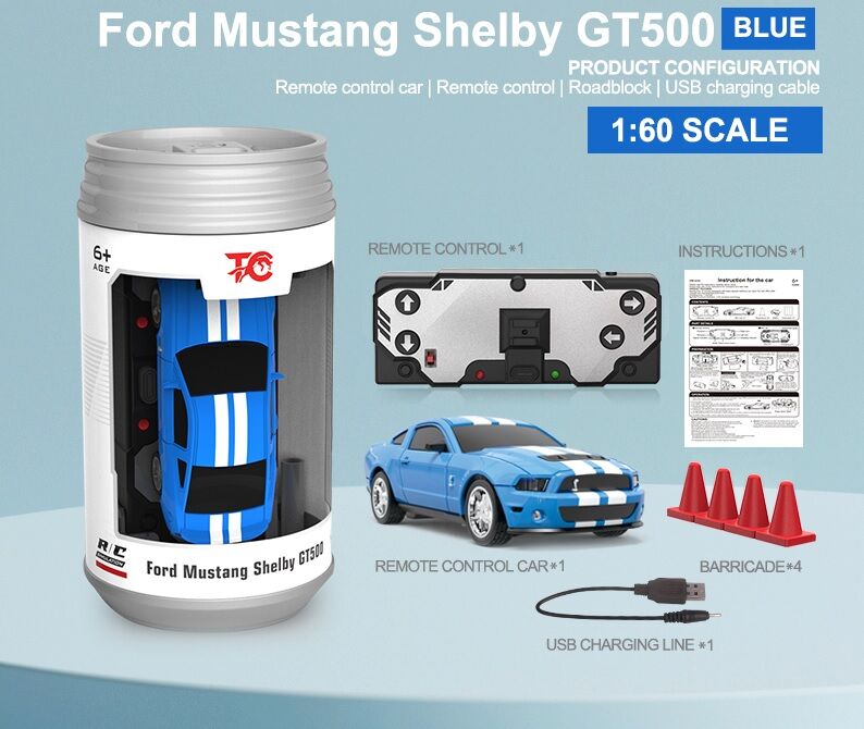 1/60 RC Ford Mustang GT 500 Uzaktan Kumandalı Kutu Kola Araba