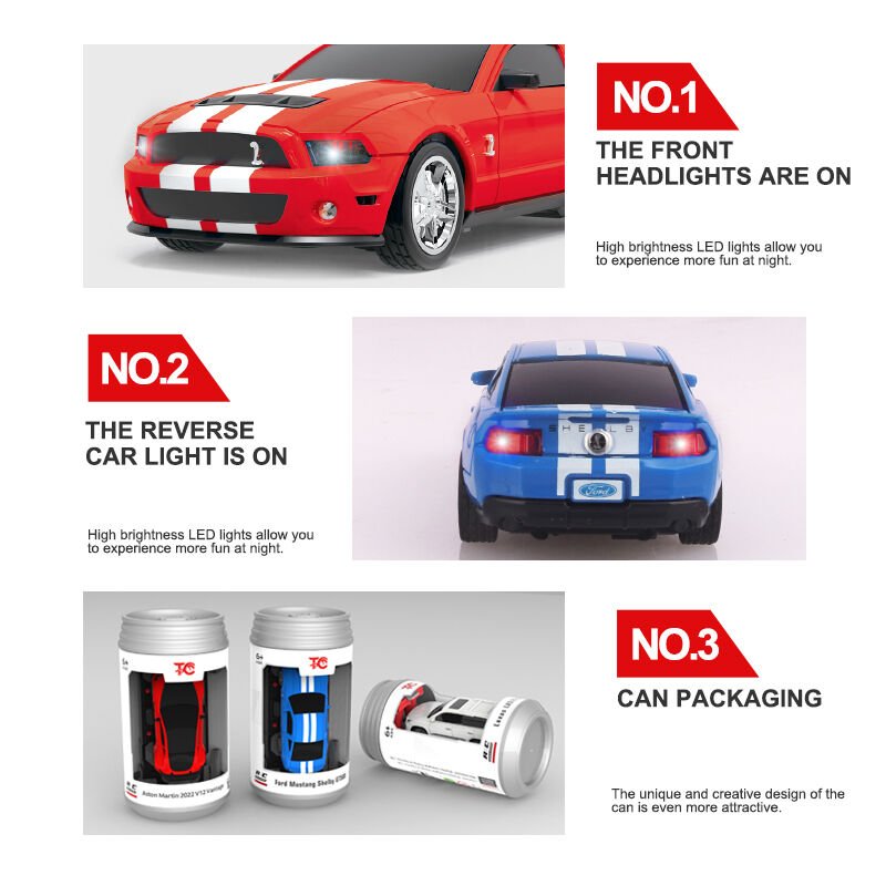 1/60 RC Ford Mustang GT 500 Uzaktan Kumandalı Kutu Kola Araba Mavi