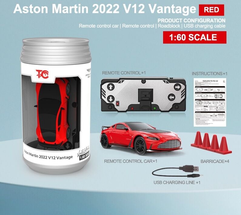 1/60 RC Aston Martin 2022 V12 Vantage Uzaktan Kumandalı Kutu Kola Araba
