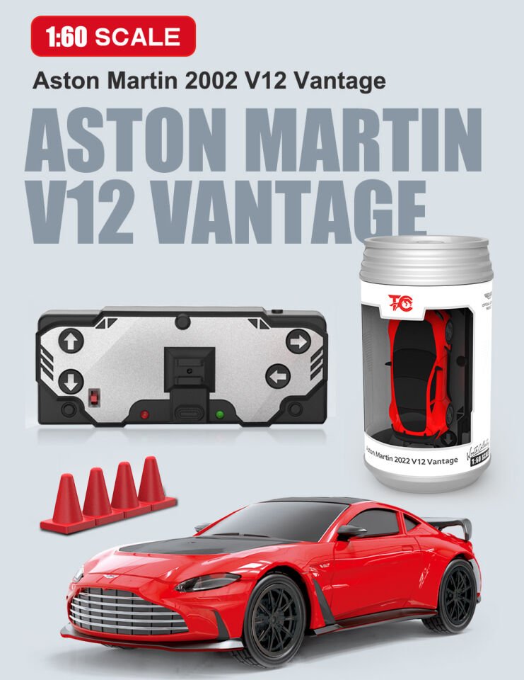 1/60 RC Aston Martin 2022 V12 Vantage Uzaktan Kumandalı Kutu Kola Araba Kırmızı