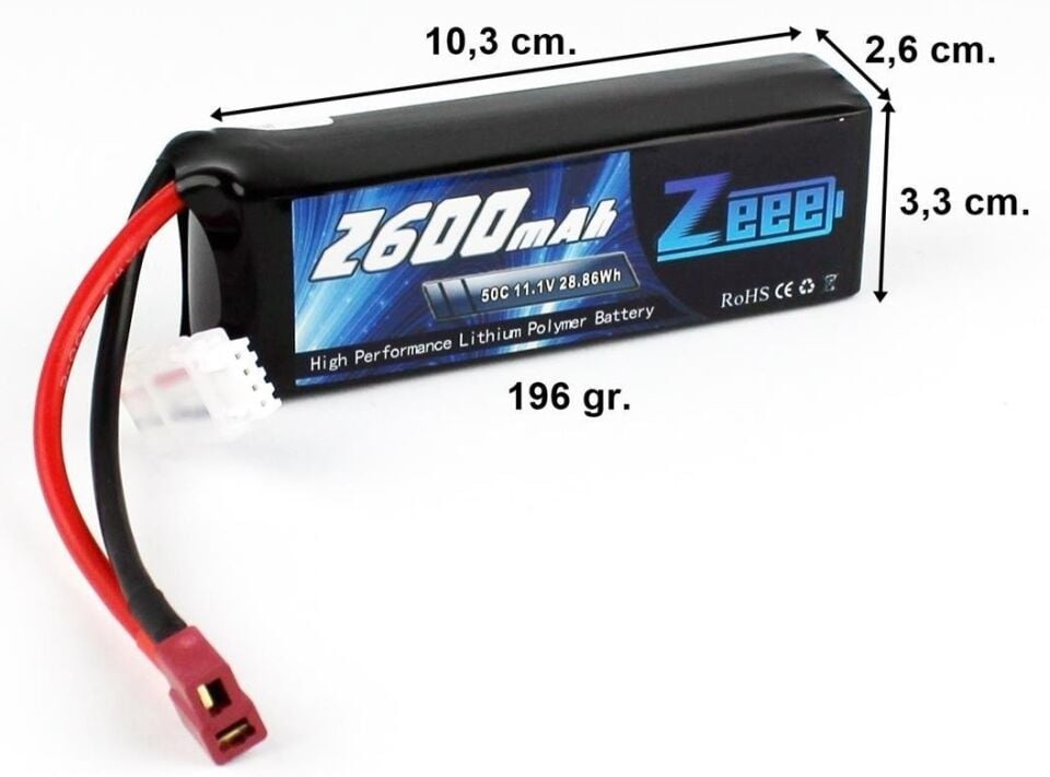2600Mah 11.1V 3S 50C Lipo Batarya