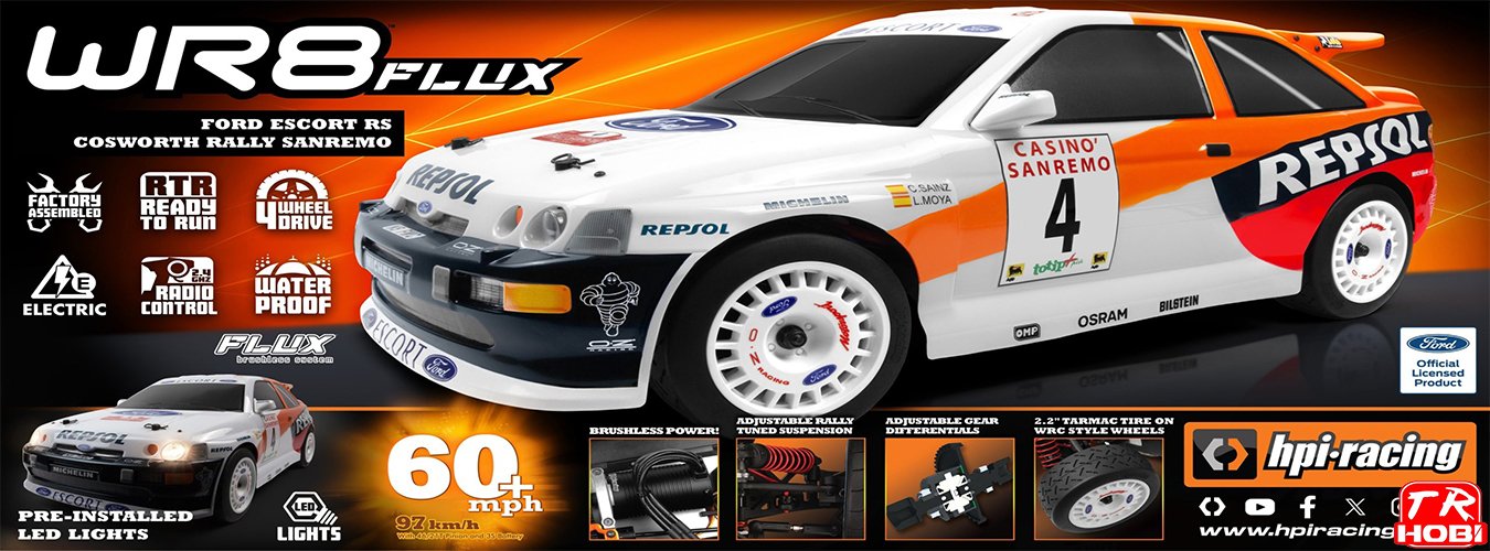 HPI WR8 Flux 1996 Ford Escort RS Cosworth 1/8 Rally